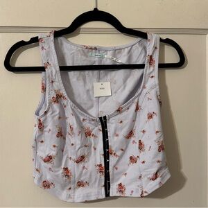 Kimchi blue crop top with flowers and corset clips